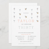 サーティマーティニマイルストン誕生日招待状 招待状 (正面/裏面)