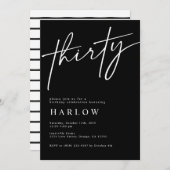 サーティーブラックアンドホワイト誕生日招待状 案内状 (正面/裏面)