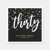 サーティーブラック金ゴールド30歳の誕生日パーティー スタンダードカクテルナプキン (正面)