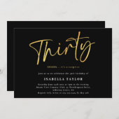 サーティーブラック金ゴールド30歳の誕生日 招待状 (正面/裏面)