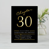 サーティーブラック金ゴールド30th誕生日パーティー金ゴールド 箔招待状 (立ち正面)