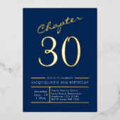 サーティーブルー金ゴールド30th誕生日パーティー金ゴールド 箔招待状 (正面)
