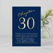 サーティーブルー金ゴールド30th誕生日パーティー金ゴールド 箔招待状 (立ち正面)