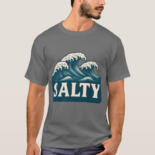 サーティー・ティールブルーのサーフビーチの波 | 海岸沿いの生活 Tシャツ (正面)
