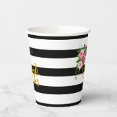 サーティー&気のあるそぶりをした紙カップ – 白黒ストライプ 紙コップ (左)