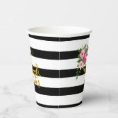 サーティー&気のあるそぶりをした紙カップ – 白黒ストライプ 紙コップ (右)