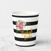 サーティー&気のあるそぶりをした紙カップ – 白黒ストライプ 紙コップ (正面)