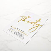 サーティ | 現代ゴールド 30歳の誕生日パーティー 箔招待状 (回転した状態)