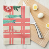 サーディンよくはしゃぐズオリーブ油コーラルキッチンデザイン キッチンタオル (四つ折り)