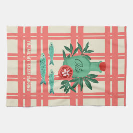 サーディンよくはしゃぐズオリーブ油コーラルキッチンデザイン キッチンタオル