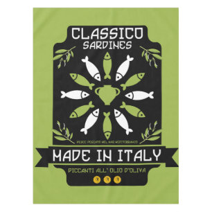 サーディンイタリアンアートプリントキッチンギフト テーブルクロス