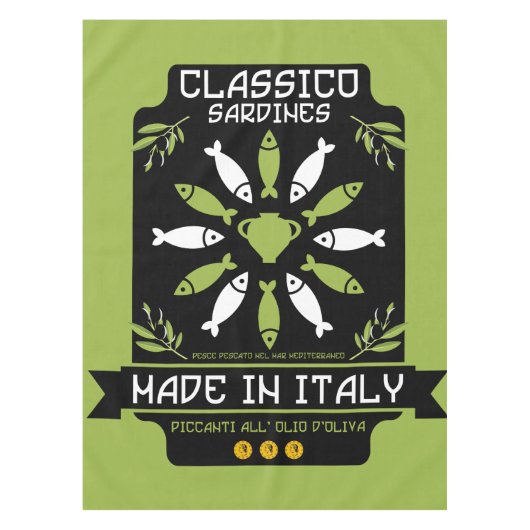 サーディンイタリアンアートプリントキッチンギフト テーブルクロス (正面)