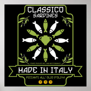 サーディンイタリアンアートプリントキッチンギフト ポスター
