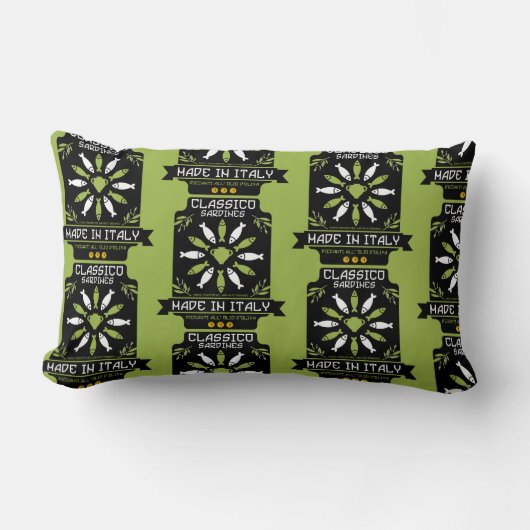サーディンイタリアンアートプリントキッチンギフト ランバークッション (正面)