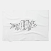 サーディンラインスケッチ パーソナライズされた キッチンタオル (横)