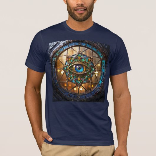 サードアイのレトロなポートホール窓 Tシャツ (正面)