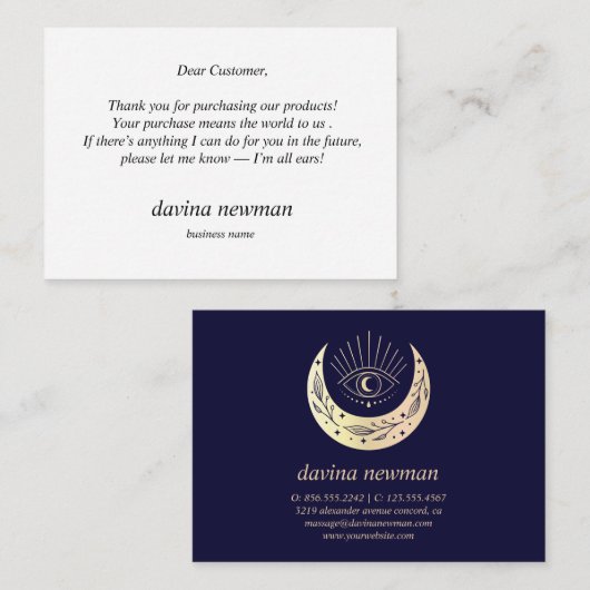 サードアイ金ゴールドムーンカスタマー感謝Boho エンクロージャーカード (正面/裏面)