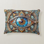 サードアイ – ターコイズブルー金ゴールドマンダラ アクセントクッション (裏面)