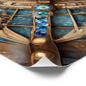 サードアイ – ターコイズブルー金ゴールドマンダラ ポスター (コーナー)