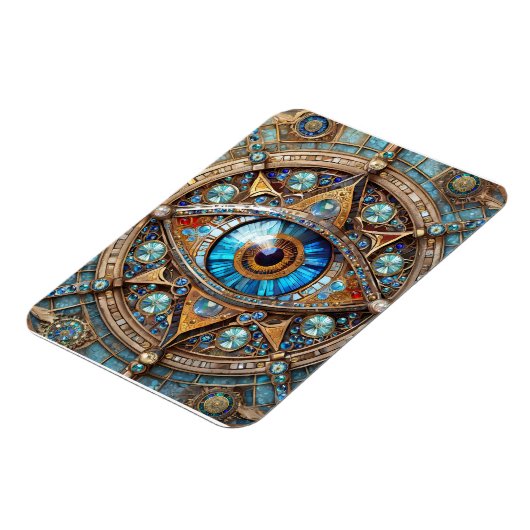 サードアイ – ターコイズブルー金ゴールドマンダラ マグネット (左側)