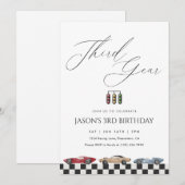 サードギア 3歳の誕生日 ヴィンテージ レーシングカーパーティー I 招待状 (正面/裏面)