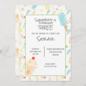 サードバースデーパーティーアイスクリーム招待状 招待状 (正面/裏面)