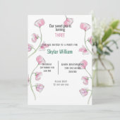 サードバースデーパーティーピンクスイートピー 招待状 (スタンド正面)