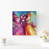 サードマスク/ベネチアンマスカレード スクエア壁時計 (ホーム)