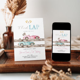 サードラップレースカーツインズ誕生日招待状 招待状