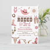 サードロデオウェスタン女性のカーボーイ3rd誕生日 招待状 (スタンド正面)