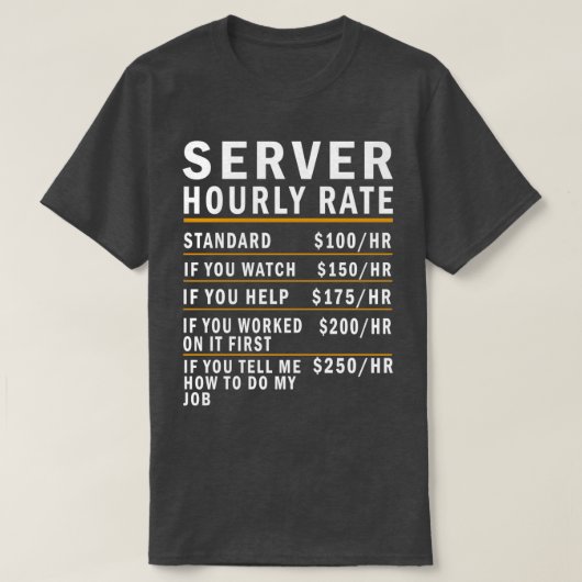 サーバの時間単価 Tシャツ (デザイン正面)