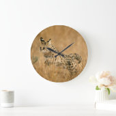 サーバル(Leptailurusのサーバル)の跳躍 ラージ壁時計 (ホーム)