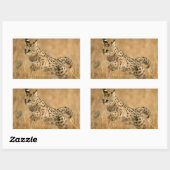 サーバル(Leptailurus serval)ジャンピング 長方形シール (シート)
