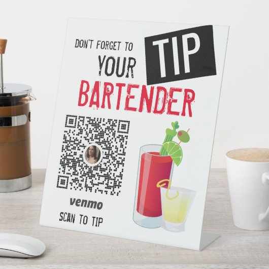 サーバーのBartender Venmoサインにヒントを提供 台座サイン (インサイチュ)
