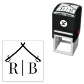 サーバーズ軍隊結婚の2イニシャルモノグラム セルフインキングスタンプ (インサイチュ)