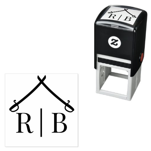 サーバーズ軍隊結婚の2イニシャルモノグラム セルフインキングスタンプ (インサイチュ)