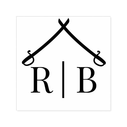 サーバーズ軍隊結婚の2イニシャルモノグラム セルフインキングスタンプ (デザイン)