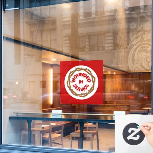 サービスで負傷した ウィンドウサイン (カフェ窓)