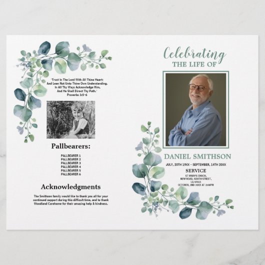 サービスの生活祝の緑の葬儀 チラシ (正面)