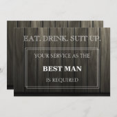 サービスの花婿介添人は木製 招待状 (正面/裏面)