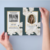 サービスの葬儀の順序フローラ濃い緑 チラシ (手)