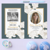 サービスの葬儀の順序フローラ濃い緑 チラシ (シングル)