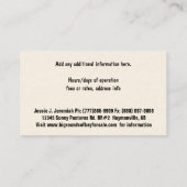 サービスまたは干し草の販売を干し草にすること 名刺 (裏面)