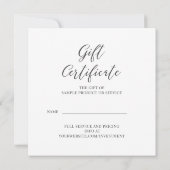 サービスまたは製品のギフト証明書 (裏面)