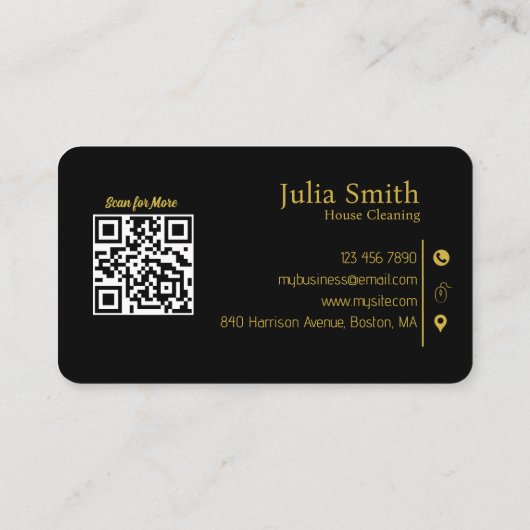 サービスをスキャンして黒に接続するクリーニング 名刺 (裏面)