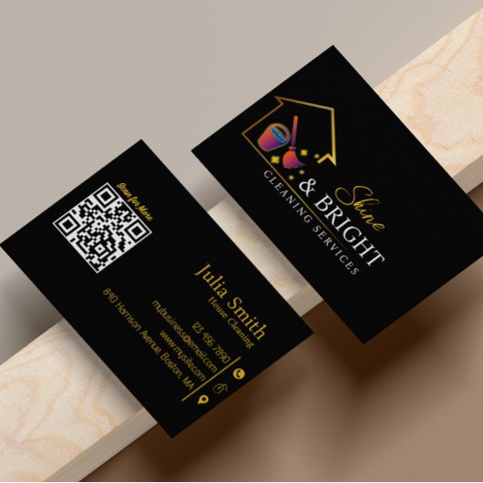 サービスをスキャンして黒に接続するクリーニング 名刺