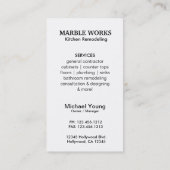 サービスを改造する抽象的な大理石の台所 名刺 (裏面)