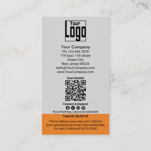 サービスイメージオレンジ色のアクセント$XXオフ 割引カード (裏面)