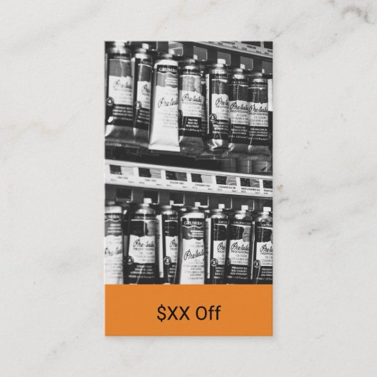 サービスイメージオレンジ色のアクセント$XXオフ 割引カード (正面)