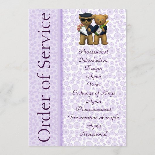 サービステディー・ベアのカップルの陽気な結婚式の発注 プログラム (裏面)